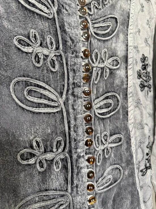 VINTAGE Boho Button Long Sleeve Embroidered Tunic - Picture 3 of 8